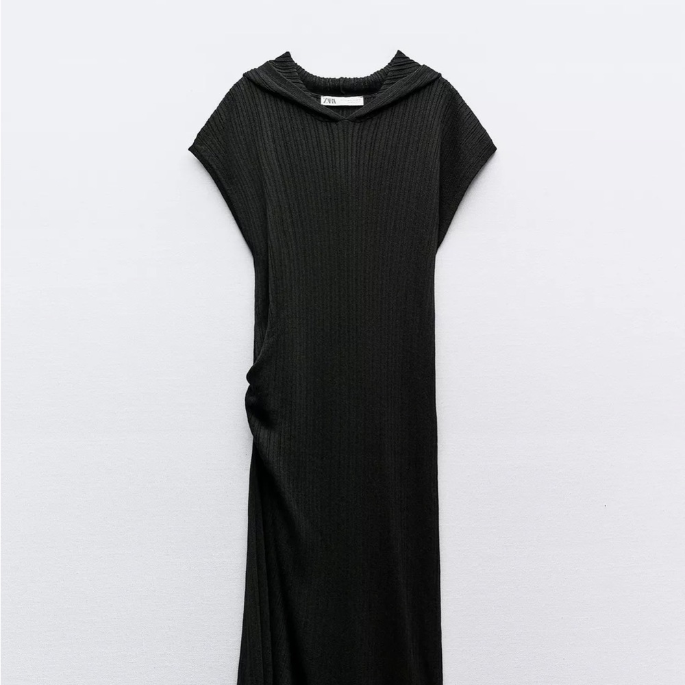 Zara Black Hooded Maxi Dress